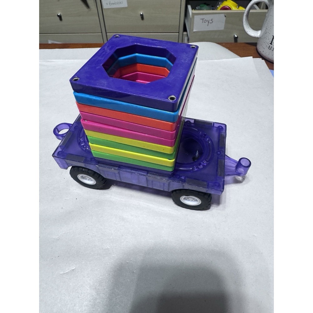 Magna-Tiles Car Cart Purple Single Replacement Piece 6" Magnet Toy & 10 Squares